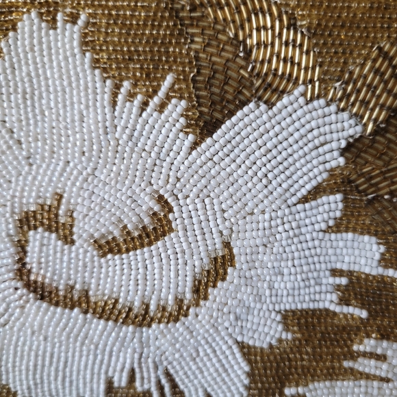 Vintage Clutch bag Beaded Gold Cream Stunning - Picture 8 of 12